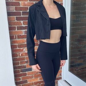 Black Pinstripe Cropped Blazer